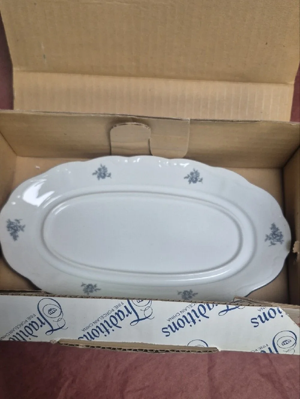 Traditions Johann Haviland Blue Garland Covered Butter Dish - Still In Box